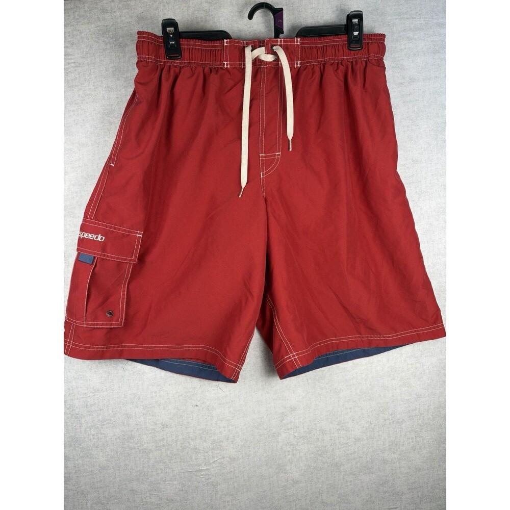 Speedo Men's Swim Trunks w Lining Red  Size X-Large Cargo Pockets